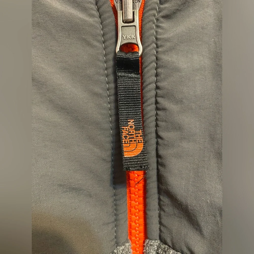 North Face Jacket Boys Medium Gray Denali Fleece Grid Polartec Full Zip Winter
